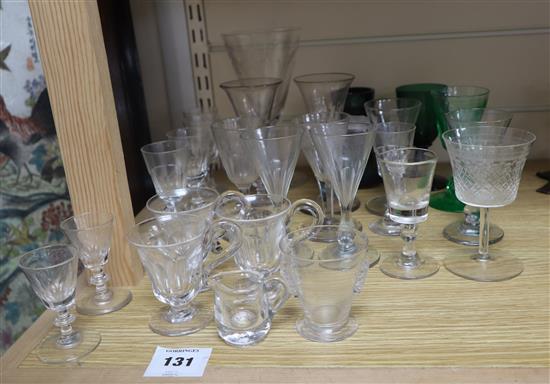 A Loetz-style vase and assorted 19th/20th century drinking glasses